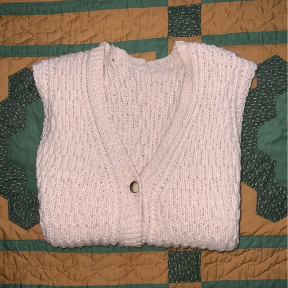 handmade Women's Cream Sweater Vest knit‎ hand knit L - Picture 3 of 5